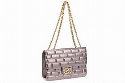 7A Replica Chanel CC Logo Lambskin Leather Flap Bags 002 Silver Grey